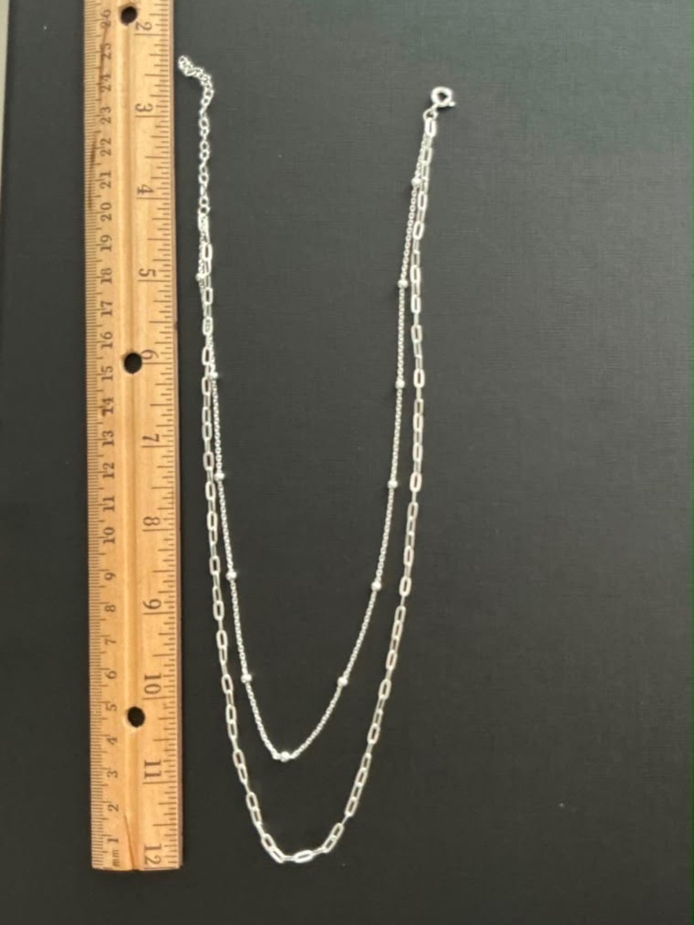 NEW 925 Peruvian Silver 2-Layer Satellite & Box Link Chain Necklace